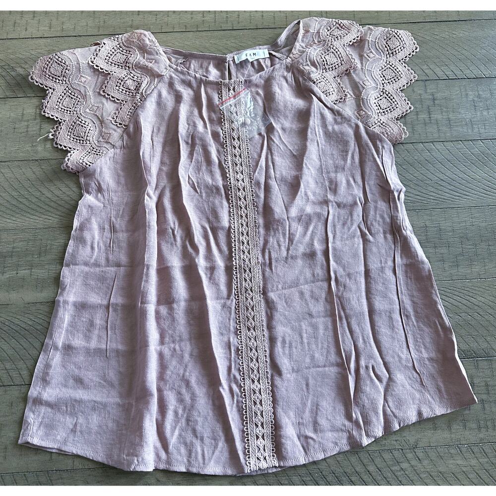 Pink Blush Rust Lace Blouse Shirt Size Medium NEW With Tags